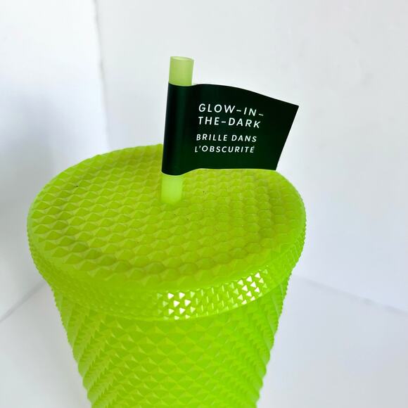 Starbucks Glow In The Dark Diamond Studded Venti Tumbler Fluorescent Green Cup - Picture 2 of 4